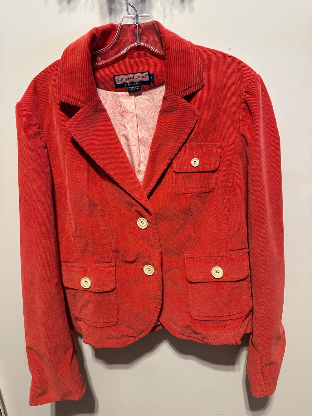 Vineyard Vines Red Corduroy Women's Blazer Jacket